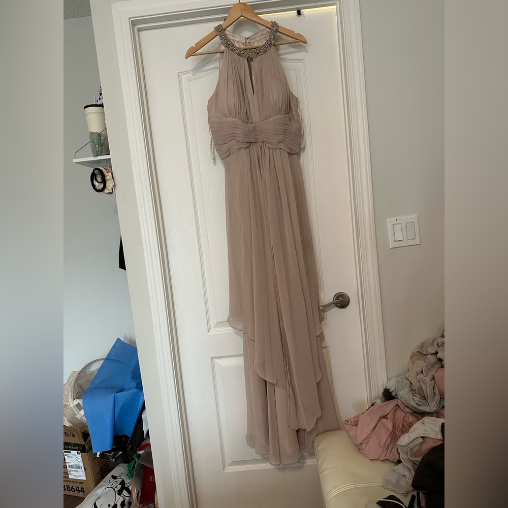 Eliza J Elegant Beige Maxi Dress